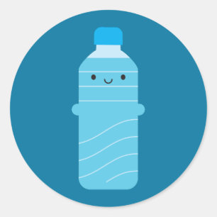 Pegatina Redonda Botella de agua de Kawaii