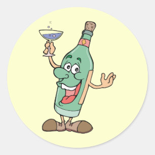 Pegatina Redonda Botella de bebida - Juego de palabras