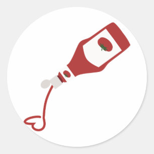 Pegatina Redonda Botella de Ketchup