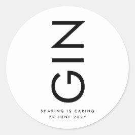 Pegatina Redonda Botella de licor con nombres grandes y negritas ul