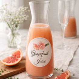 Pegatina Redonda Botella de Mimosa de Jugo de Toronja