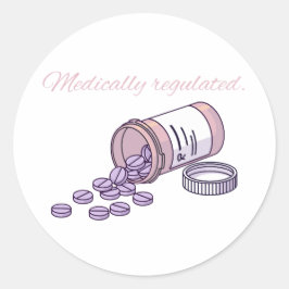 Pegatina Redonda Botella de pastillas rosa linda regulada médicamen