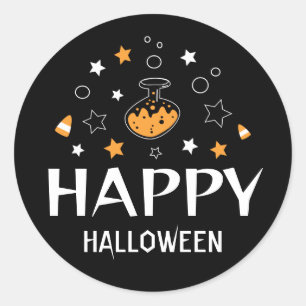 Pegatina Redonda botella de poción de halloween feliz