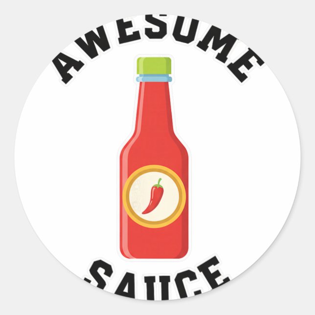 Pegatina Redonda Botella de Salsa Impresionante de Pollo  (Anverso)
