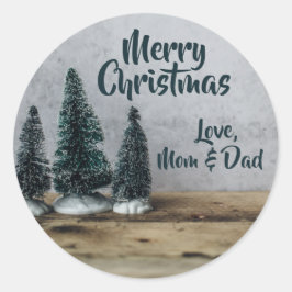 Pegatina Redonda Botella Pincel Árboles carniceros de marisco de de