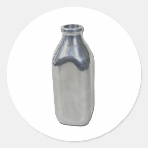 Pegatina Redonda Botella SilverMilk050111