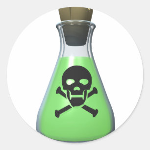 Pegatina Redonda Botella Skull Poison