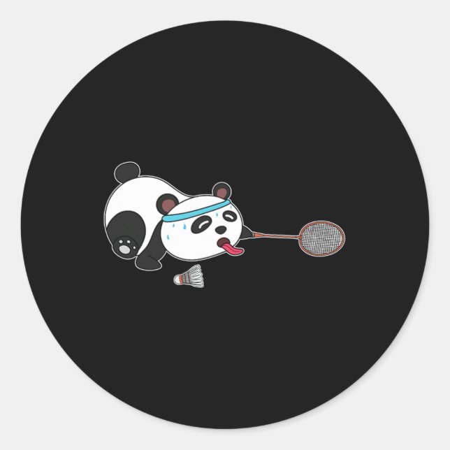 Pegatina Redonda Botellas de Badminton Animales Panda (Anverso)