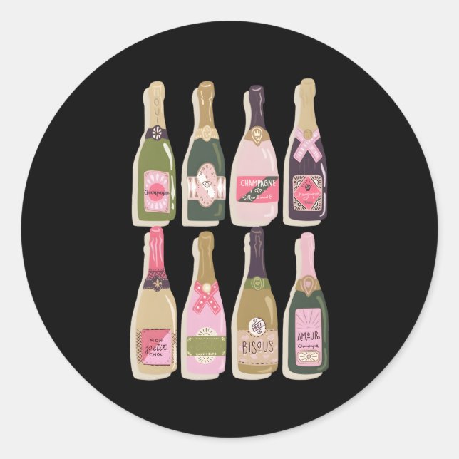 Pegatina Redonda Botellas de champán Año Nuevo Eves 2022 Py (Anverso)