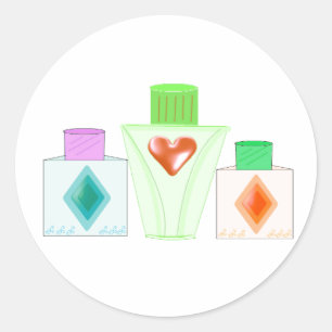 Pegatina Redonda Botellas de perfume y loción