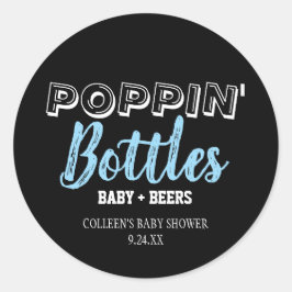 Pegatina Redonda Botellas de Poppin Boy Pegatinas de Baby Shower