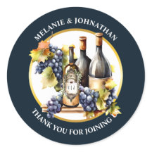 Botellas de vino acuático País monogramo de uvas