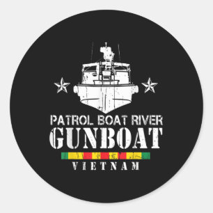 Pegatina Redonda Botes de cañón de barco de patrulla Vietnam Vetera