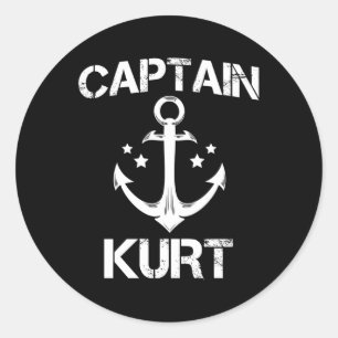 Pegatina Redonda Botín de nombre personalizado Capitán Kurt