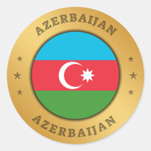 Pegatina Redonda botón Bandera de Azerbaiyán