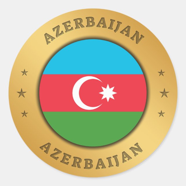 Pegatina Redonda botón Bandera de Azerbaiyán (Anverso)