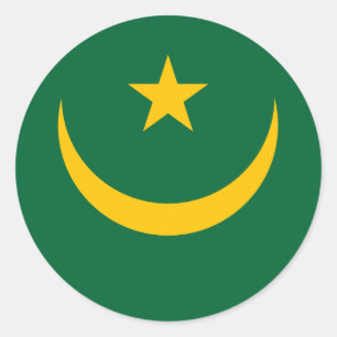 Pegatina Redonda Botón de bandera de Mauritania