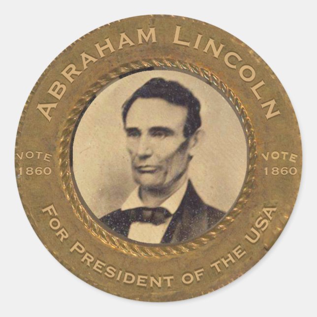 Pegatina Redonda Botón de campaña de Abraham Lincoln (Anverso)
