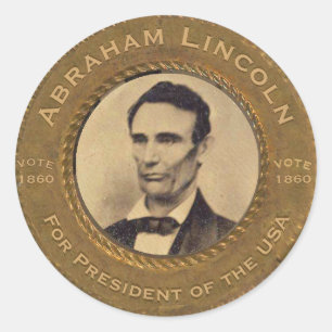 Pegatina Redonda Botón de campaña de Abraham Lincoln