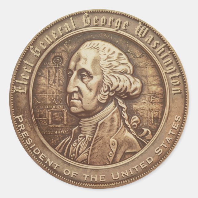 Pegatina Redonda Botón de campaña de George Washington (Anverso)
