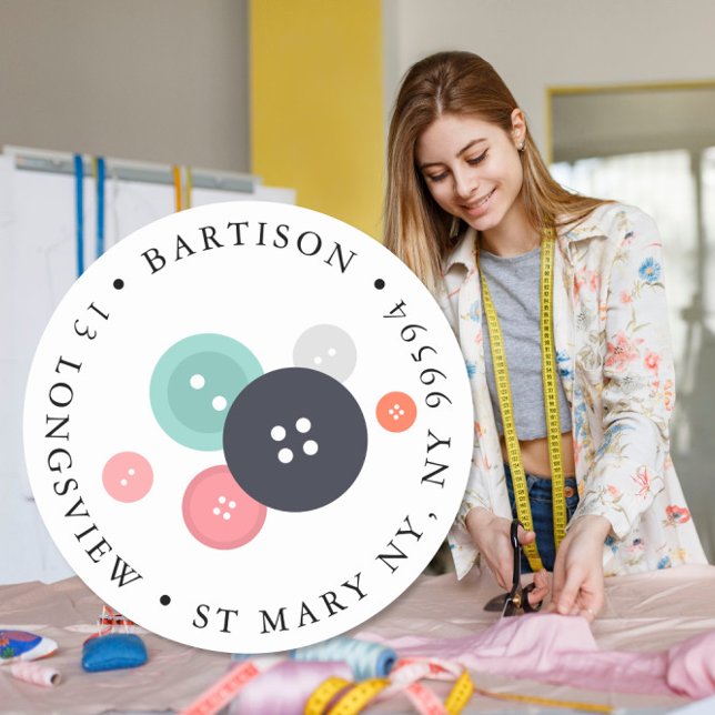 Pegatina Redonda botón de dirección de retorno coser empresa a mano (Subido por el creador)