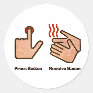 Pegatina Redonda botón de presión recibir tocino
