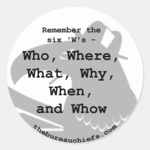 Pegatina Redonda Botón de seis W