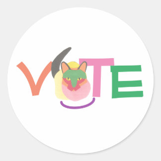 Pegatina Redonda botón Gato feliz Votar en GOTV