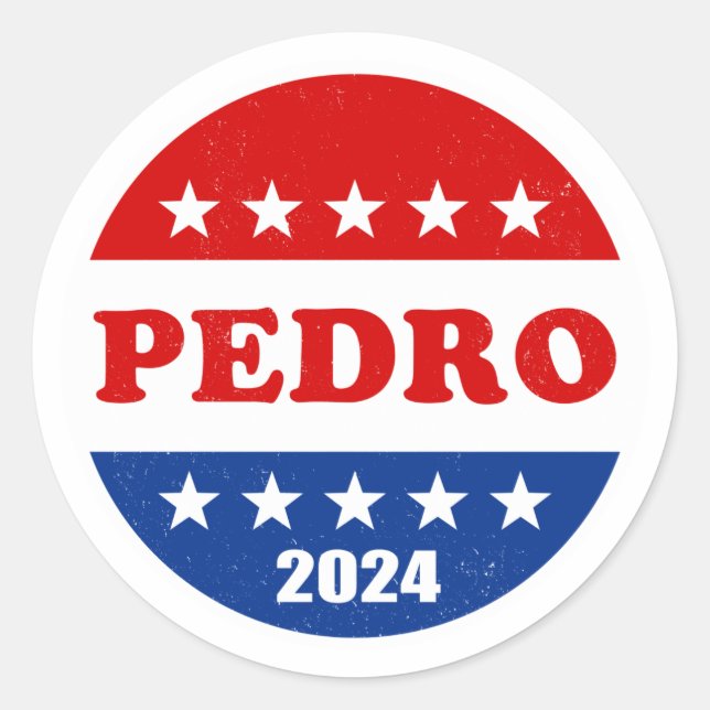 Pegatina Redonda Botón Pedro Voter Elecciones 2024 (Anverso)