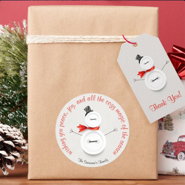 Pegatina Redonda botón personalizado Snowman (Subido por el creador)