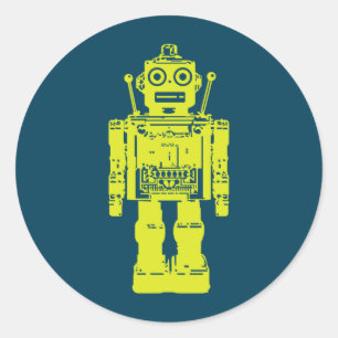 Pegatina Redonda botón robot