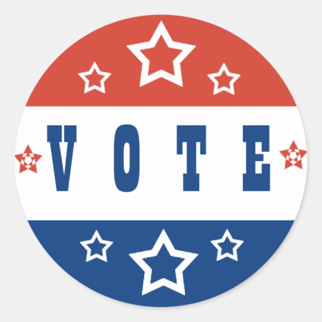 Pegatina Redonda Botón V O T E (Anverso)