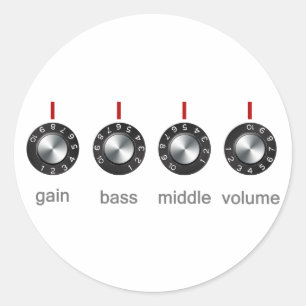 Pegatina Redonda Botones del amperio de la guitarra