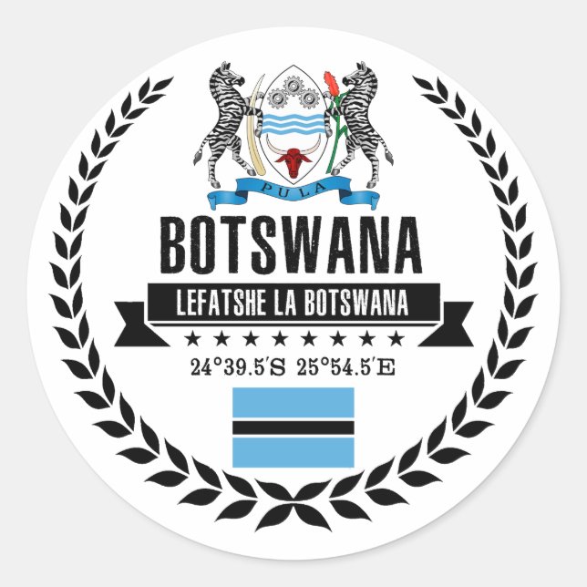Pegatina Redonda Botsuana (Anverso)
