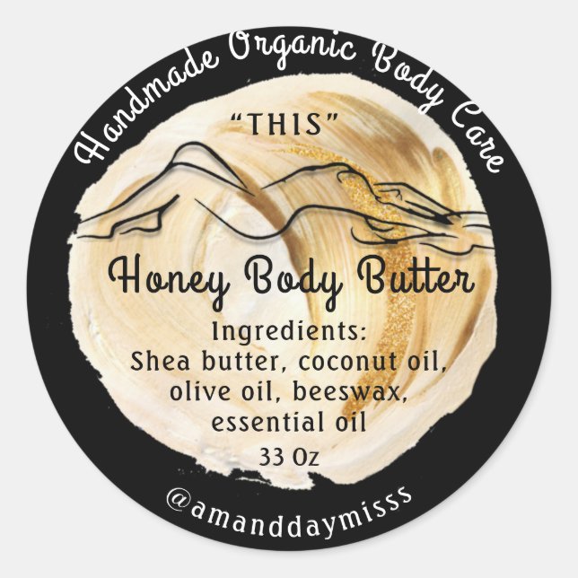 Pegatina Redonda Botter Balm Care Packaging Gold Black (Anverso)