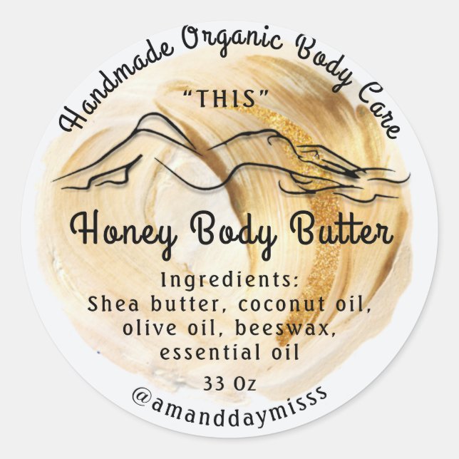 Pegatina Redonda Botter Balm Care Packaging Gold White (Anverso)