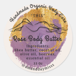 Pegatina Redonda Botter Balm Care Packaging Logo Marfil Gold