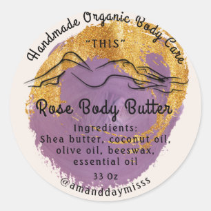 Pegatina Redonda Botter Balm Care Packaging Logo Marfil Gold