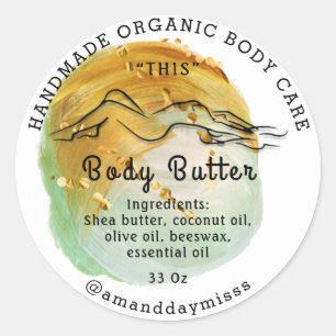 Pegatina Redonda Botter Balm Care Paquete Logotipo Gracias Oro