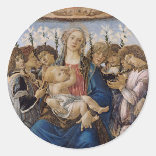 Pegatina Redonda Botticelli Madonna y Child
