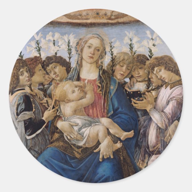 Pegatina Redonda Botticelli Madonna y Child (Anverso)