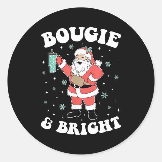 Pegatina Redonda Bougie &amp; Bright Funny Christmas Santa Claus  (Anverso)