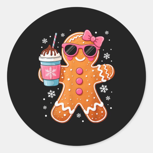 Pegatina Redonda Bougie Gingerbread Hot Chocolate Cocoa Women Girl  (Anverso)