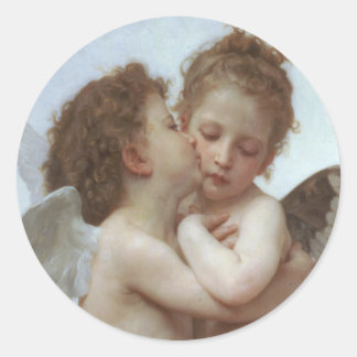 Pegatina Redonda Bouguereau - Hermoso cuadro de Angel