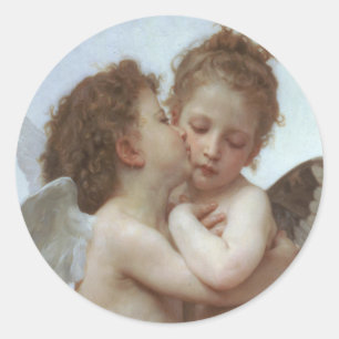 Pegatina Redonda Bouguereau - pintura hermosa del ángel