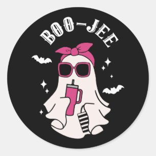 Pegatina Redonda Boujee Boo-jee Cute Ghost Spooky Season Halloween