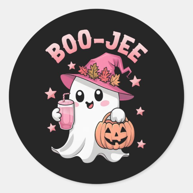 Pegatina Redonda Boujee Boo Jee Spooky Ghost Halloween (Anverso)