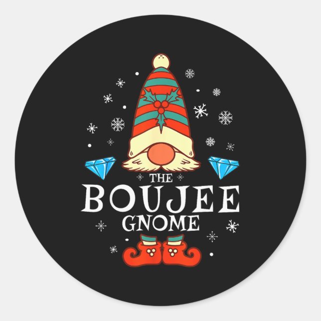Pegatina Redonda Boujee Gnome Xmas Family Matching Group Christmas  (Anverso)