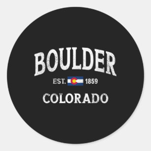 Pegatina Redonda Boulder Colorado Co Flag Athlewback