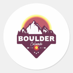 Pegatina Redonda Boulder Colorado Co Montañas Rocosas Senderismo Es